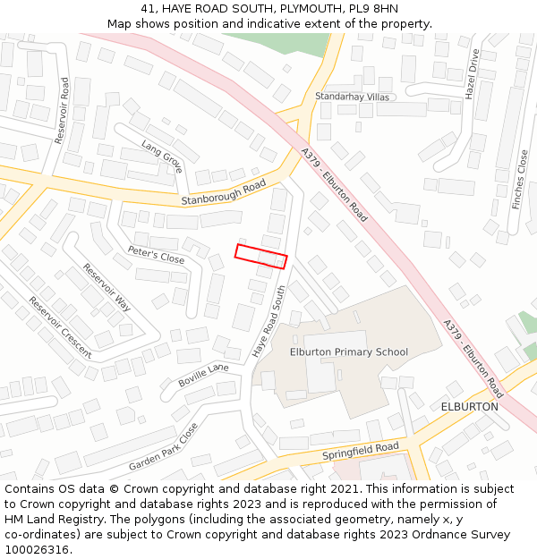 41, HAYE ROAD SOUTH, PLYMOUTH, PL9 8HN: Location map and indicative extent of plot