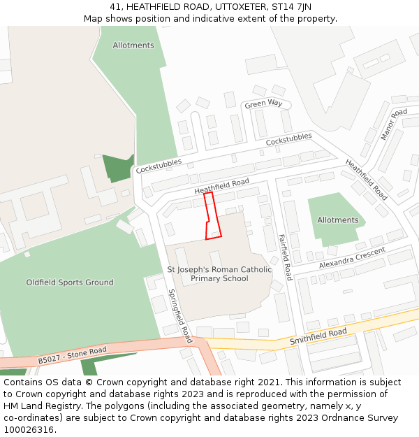 41, HEATHFIELD ROAD, UTTOXETER, ST14 7JN: Location map and indicative extent of plot
