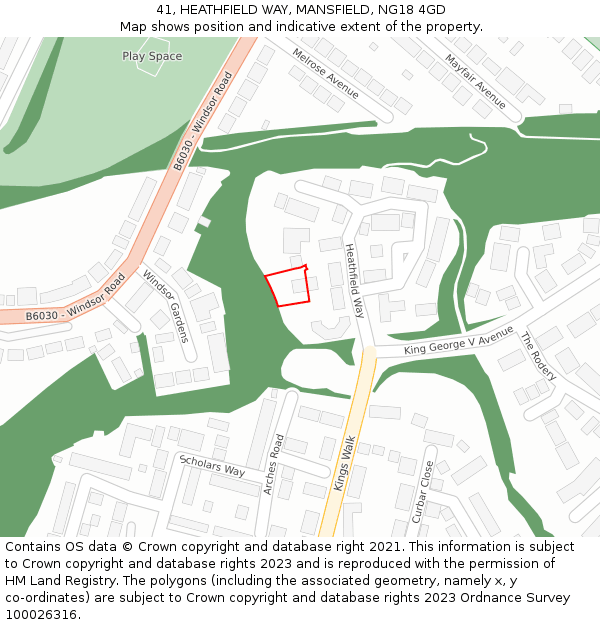 41, HEATHFIELD WAY, MANSFIELD, NG18 4GD: Location map and indicative extent of plot