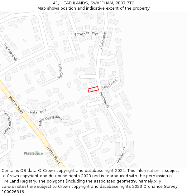 41, HEATHLANDS, SWAFFHAM, PE37 7TG: Location map and indicative extent of plot
