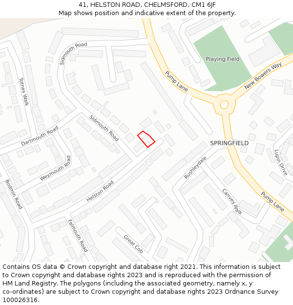 41, HELSTON ROAD, CHELMSFORD, CM1 6JF: Location map and indicative extent of plot