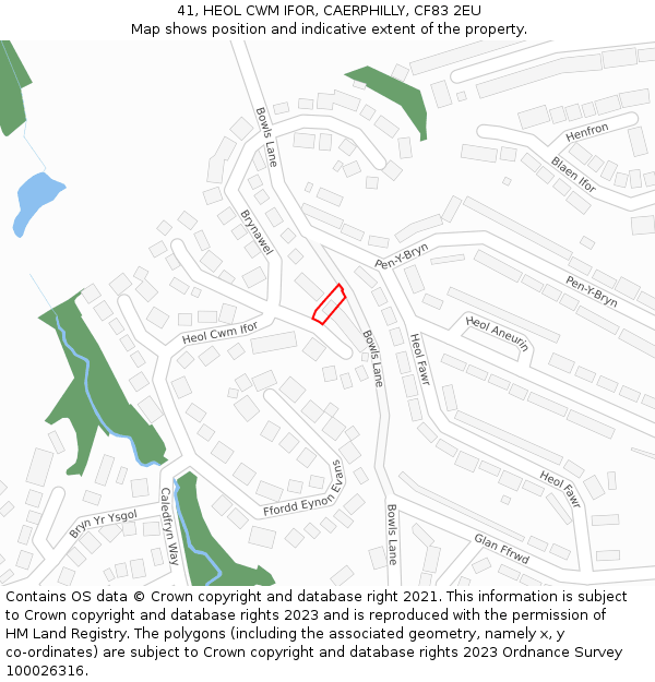 41, HEOL CWM IFOR, CAERPHILLY, CF83 2EU: Location map and indicative extent of plot