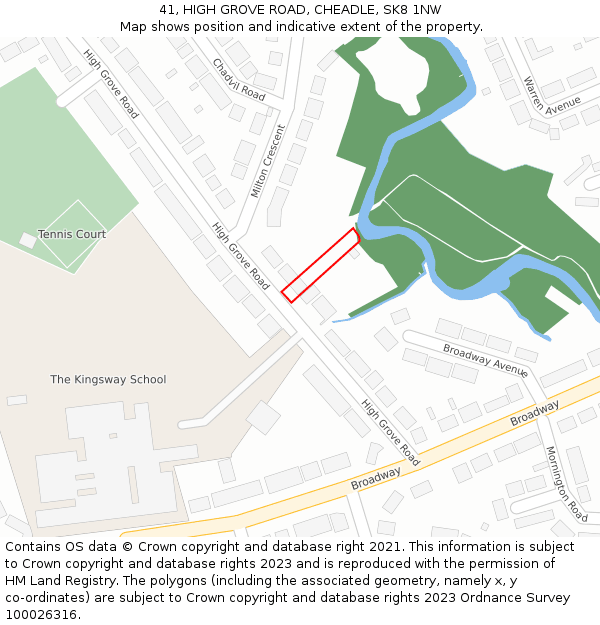 41, HIGH GROVE ROAD, CHEADLE, SK8 1NW: Location map and indicative extent of plot