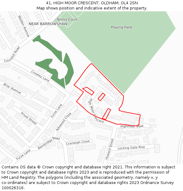41, HIGH MOOR CRESCENT, OLDHAM, OL4 2SN: Location map and indicative extent of plot
