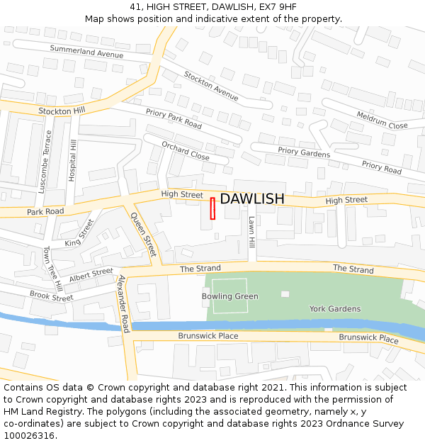 41, HIGH STREET, DAWLISH, EX7 9HF: Location map and indicative extent of plot
