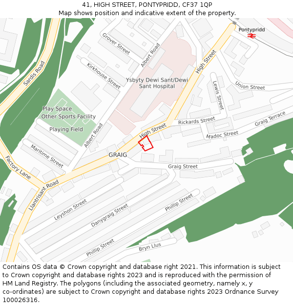 41, HIGH STREET, PONTYPRIDD, CF37 1QP: Location map and indicative extent of plot