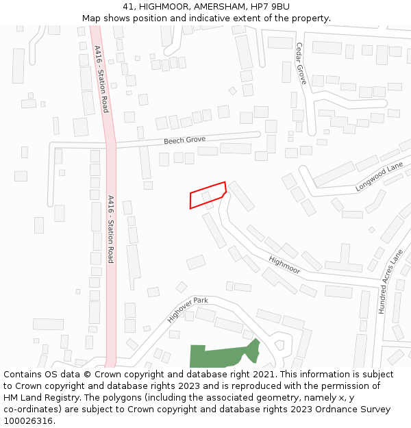 41, HIGHMOOR, AMERSHAM, HP7 9BU: Location map and indicative extent of plot