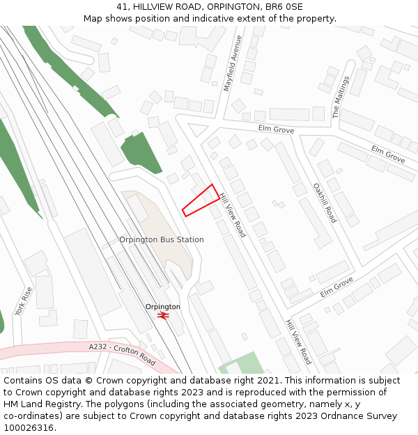 41, HILLVIEW ROAD, ORPINGTON, BR6 0SE: Location map and indicative extent of plot