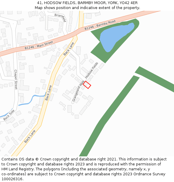 41, HODSOW FIELDS, BARMBY MOOR, YORK, YO42 4ER: Location map and indicative extent of plot