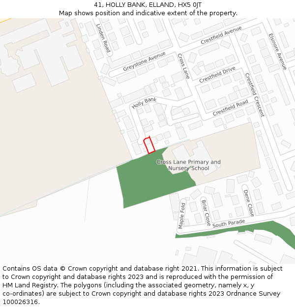 41, HOLLY BANK, ELLAND, HX5 0JT: Location map and indicative extent of plot