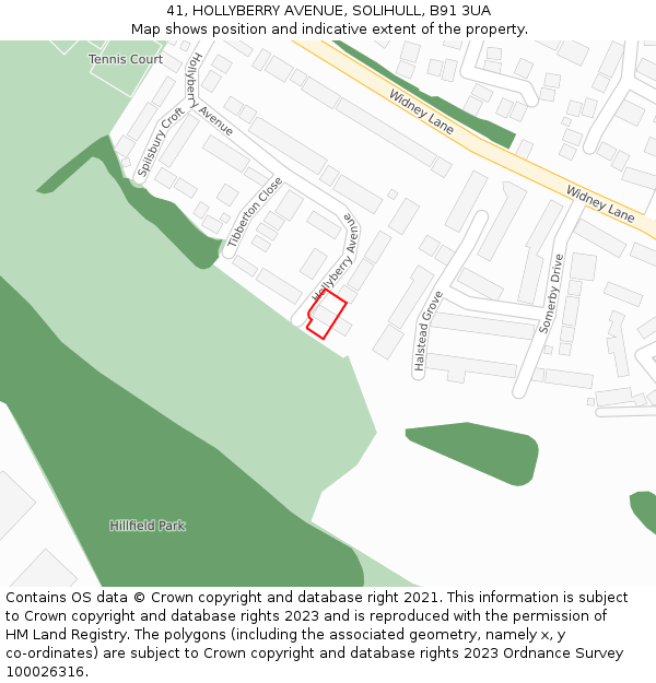 41, HOLLYBERRY AVENUE, SOLIHULL, B91 3UA: Location map and indicative extent of plot
