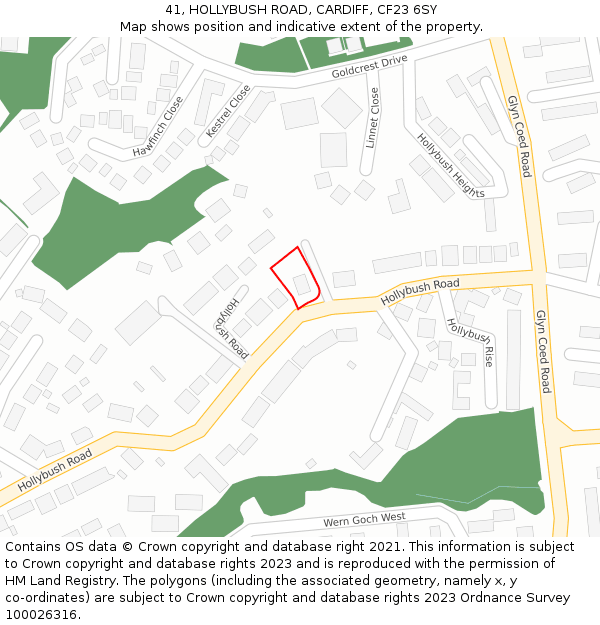 41, HOLLYBUSH ROAD, CARDIFF, CF23 6SY: Location map and indicative extent of plot