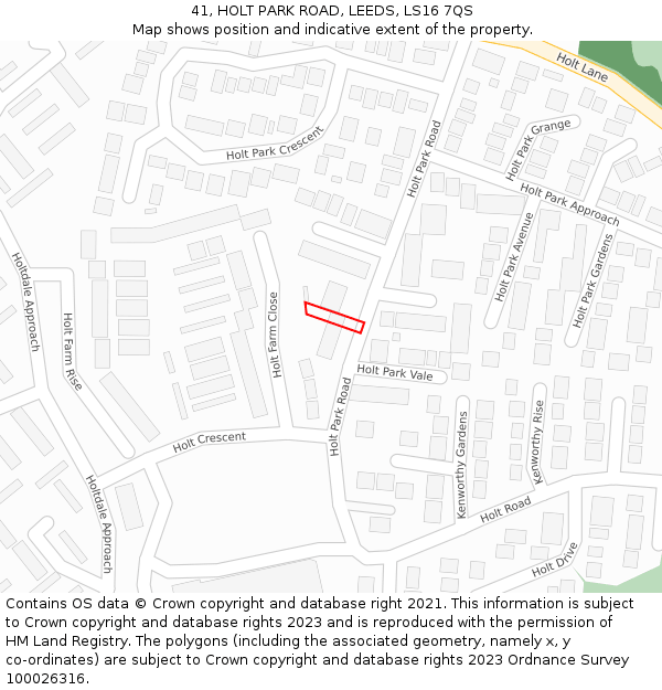 41, HOLT PARK ROAD, LEEDS, LS16 7QS: Location map and indicative extent of plot