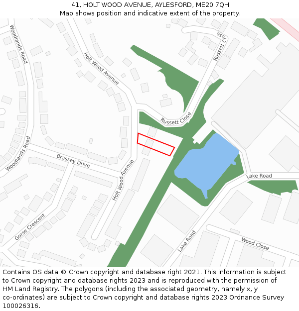 41, HOLT WOOD AVENUE, AYLESFORD, ME20 7QH: Location map and indicative extent of plot