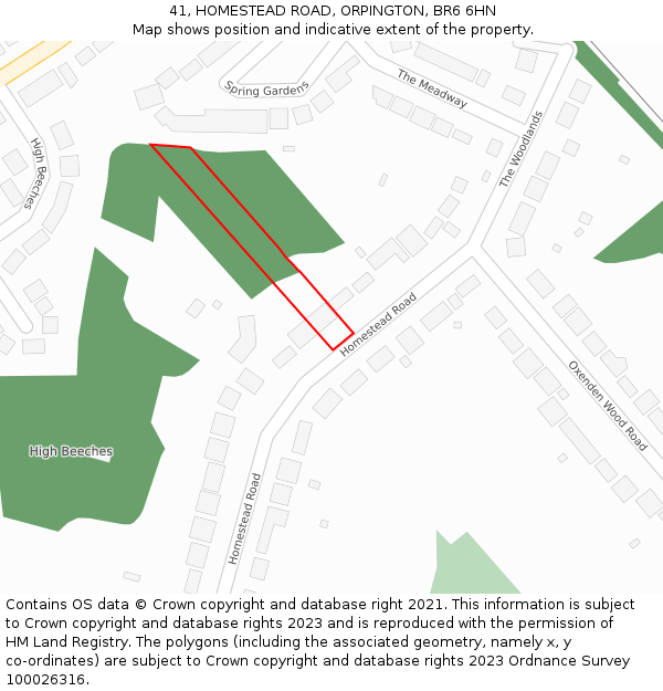 41, HOMESTEAD ROAD, ORPINGTON, BR6 6HN: Location map and indicative extent of plot