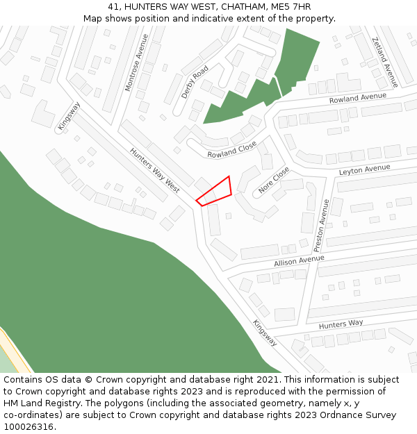 41, HUNTERS WAY WEST, CHATHAM, ME5 7HR: Location map and indicative extent of plot