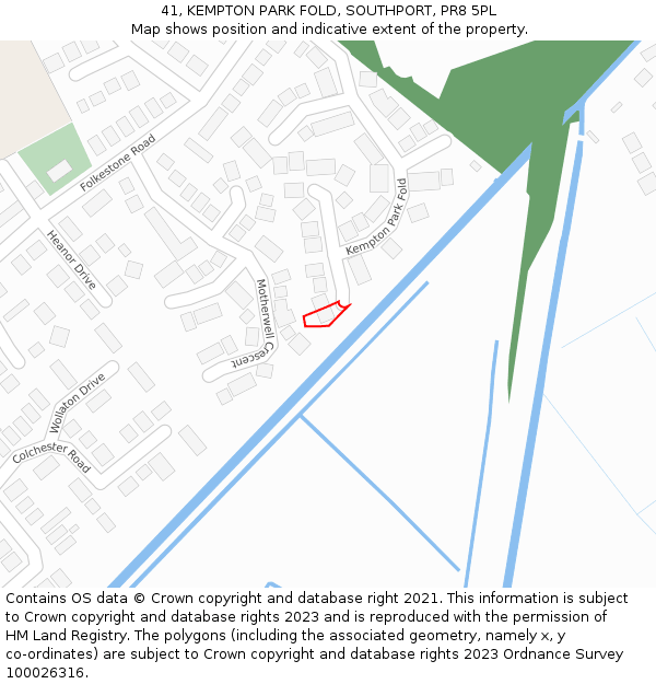 41, KEMPTON PARK FOLD, SOUTHPORT, PR8 5PL: Location map and indicative extent of plot