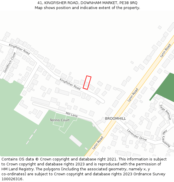 41, KINGFISHER ROAD, DOWNHAM MARKET, PE38 9RQ: Location map and indicative extent of plot