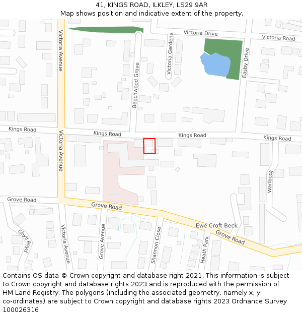 41, KINGS ROAD, ILKLEY, LS29 9AR: Location map and indicative extent of plot