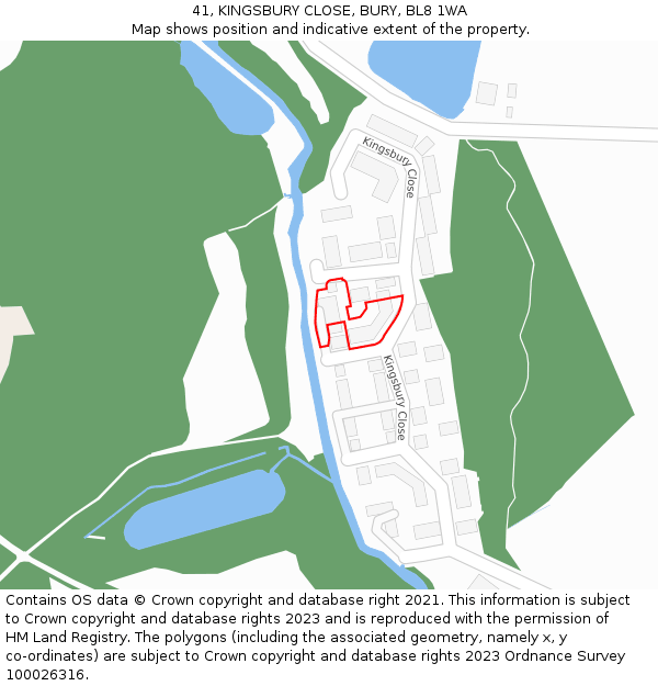 41, KINGSBURY CLOSE, BURY, BL8 1WA: Location map and indicative extent of plot