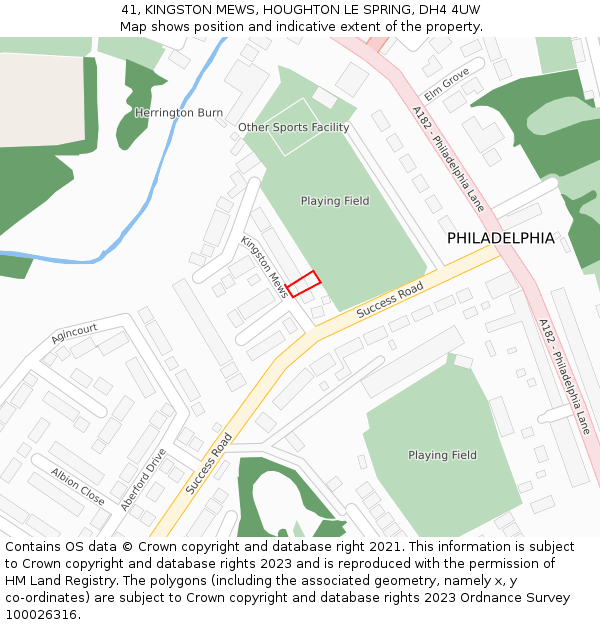 41, KINGSTON MEWS, HOUGHTON LE SPRING, DH4 4UW: Location map and indicative extent of plot