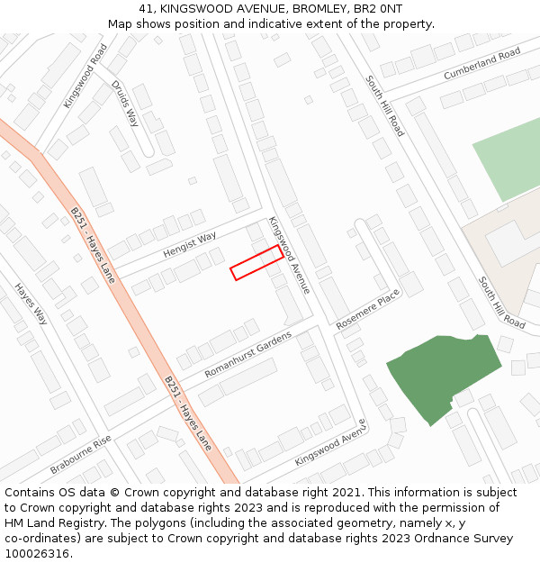 41, KINGSWOOD AVENUE, BROMLEY, BR2 0NT: Location map and indicative extent of plot