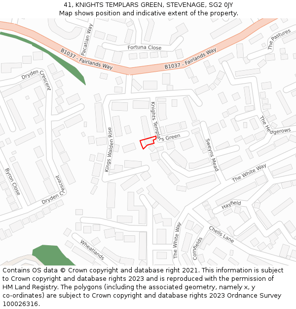 41, KNIGHTS TEMPLARS GREEN, STEVENAGE, SG2 0JY: Location map and indicative extent of plot