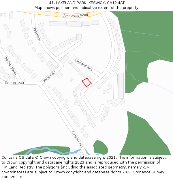 41, LAKELAND PARK, KESWICK, CA12 4AT: Location map and indicative extent of plot