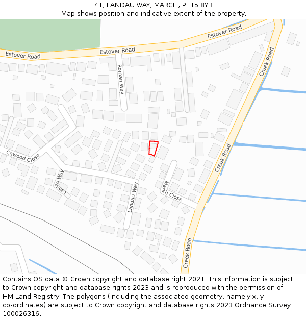 41, LANDAU WAY, MARCH, PE15 8YB: Location map and indicative extent of plot