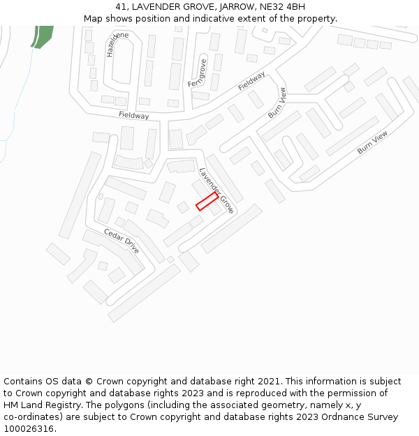 41, LAVENDER GROVE, JARROW, NE32 4BH: Location map and indicative extent of plot