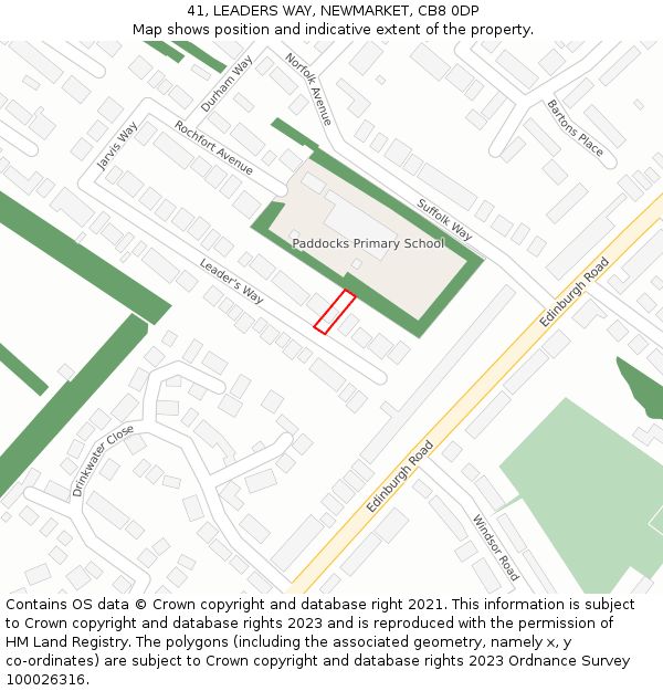 41, LEADERS WAY, NEWMARKET, CB8 0DP: Location map and indicative extent of plot