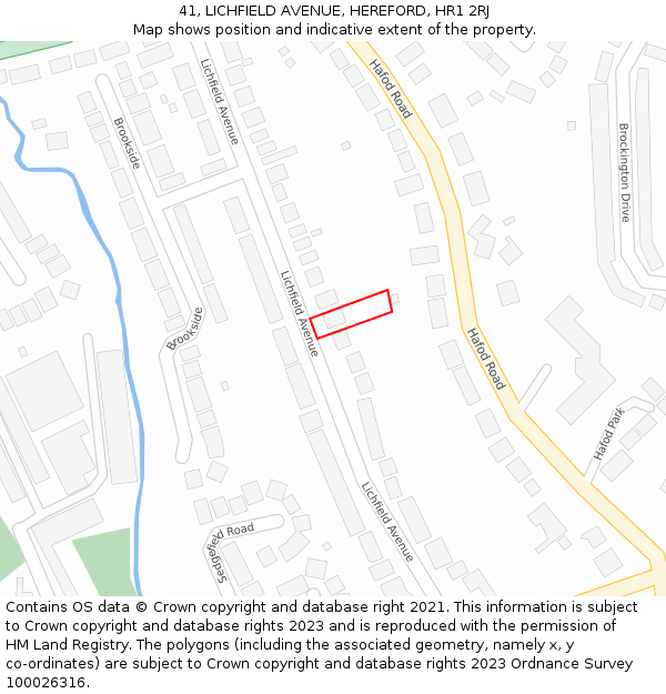 41, LICHFIELD AVENUE, HEREFORD, HR1 2RJ: Location map and indicative extent of plot