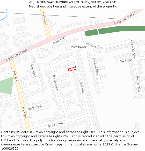 41, LINDEN WAY, THORPE WILLOUGHBY, SELBY, YO8 9ND: Location map and indicative extent of plot