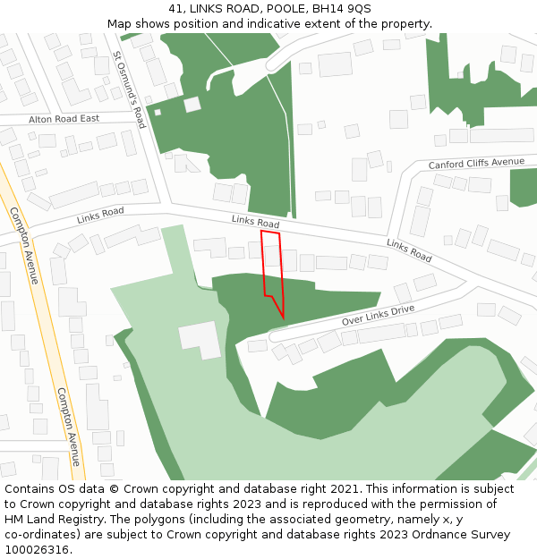 41, LINKS ROAD, POOLE, BH14 9QS: Location map and indicative extent of plot