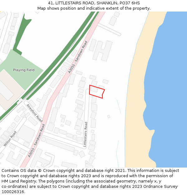 41, LITTLESTAIRS ROAD, SHANKLIN, PO37 6HS: Location map and indicative extent of plot