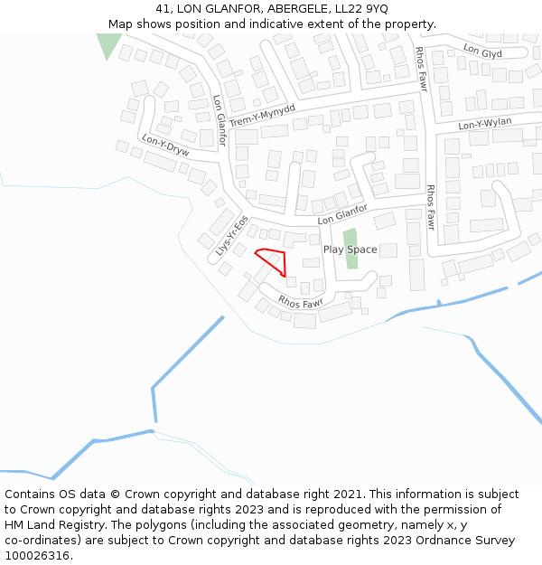 41, LON GLANFOR, ABERGELE, LL22 9YQ: Location map and indicative extent of plot