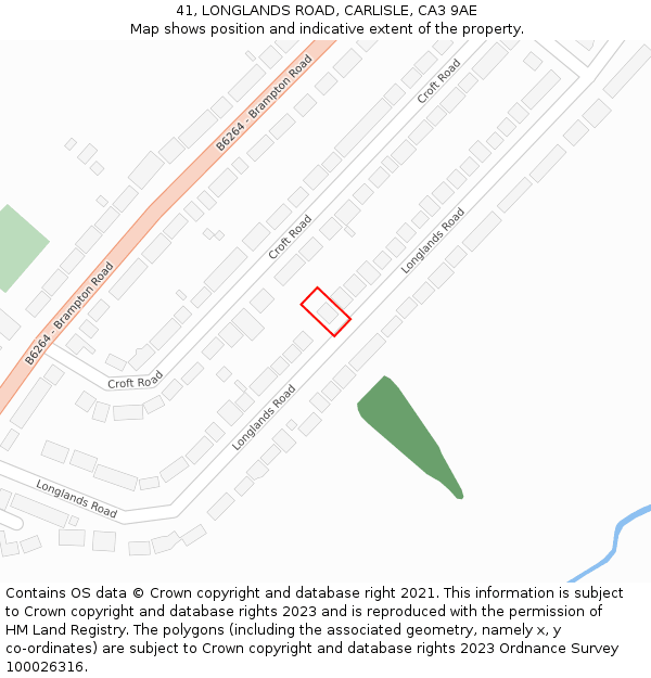 41, LONGLANDS ROAD, CARLISLE, CA3 9AE: Location map and indicative extent of plot