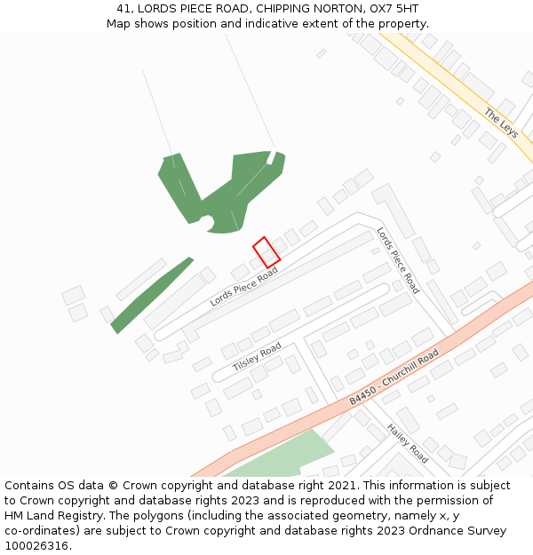 41, LORDS PIECE ROAD, CHIPPING NORTON, OX7 5HT: Location map and indicative extent of plot