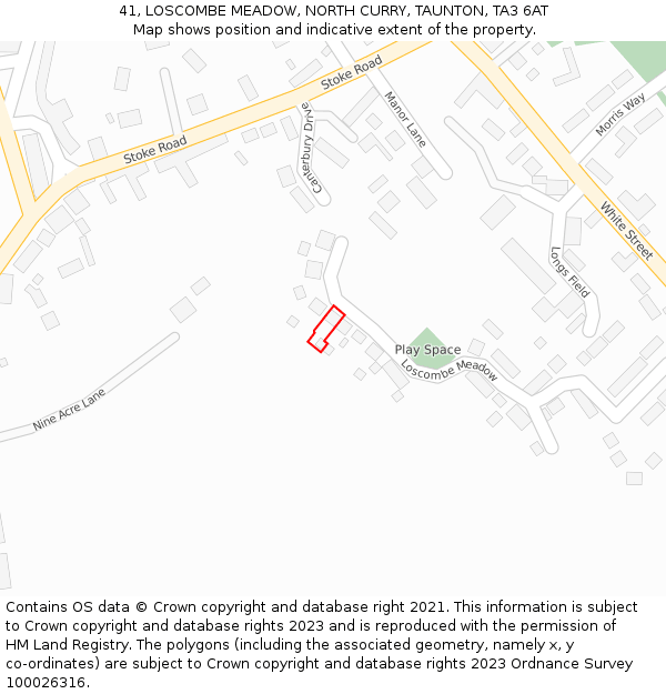 41, LOSCOMBE MEADOW, NORTH CURRY, TAUNTON, TA3 6AT: Location map and indicative extent of plot