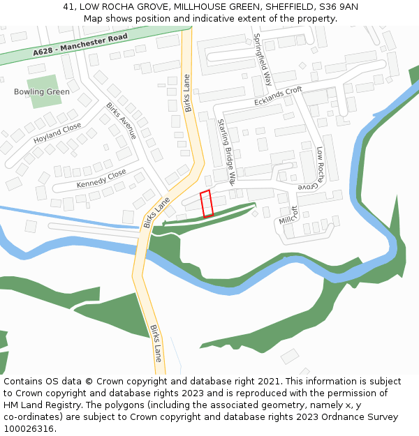 41, LOW ROCHA GROVE, MILLHOUSE GREEN, SHEFFIELD, S36 9AN: Location map and indicative extent of plot