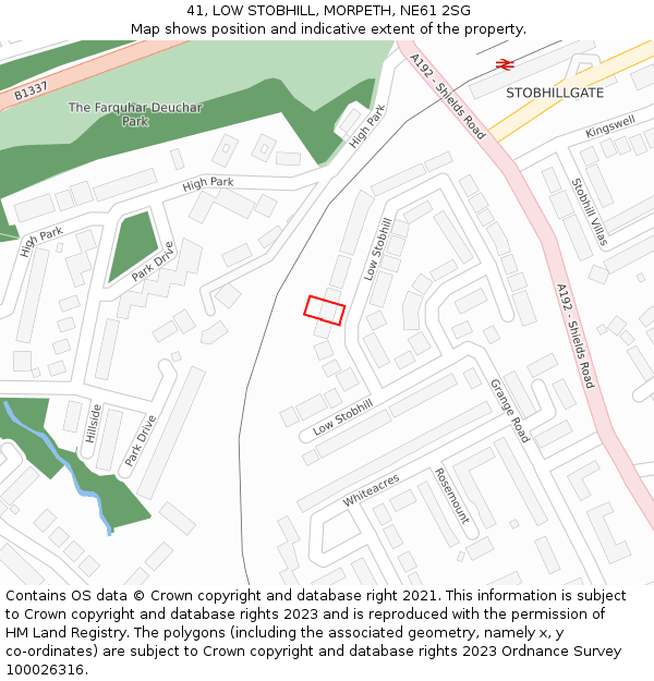 41, LOW STOBHILL, MORPETH, NE61 2SG: Location map and indicative extent of plot