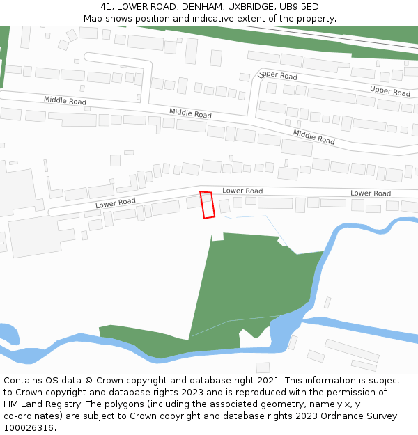 41, LOWER ROAD, DENHAM, UXBRIDGE, UB9 5ED: Location map and indicative extent of plot