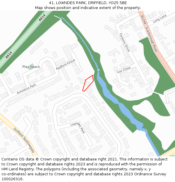 41, LOWNDES PARK, DRIFFIELD, YO25 5BE: Location map and indicative extent of plot