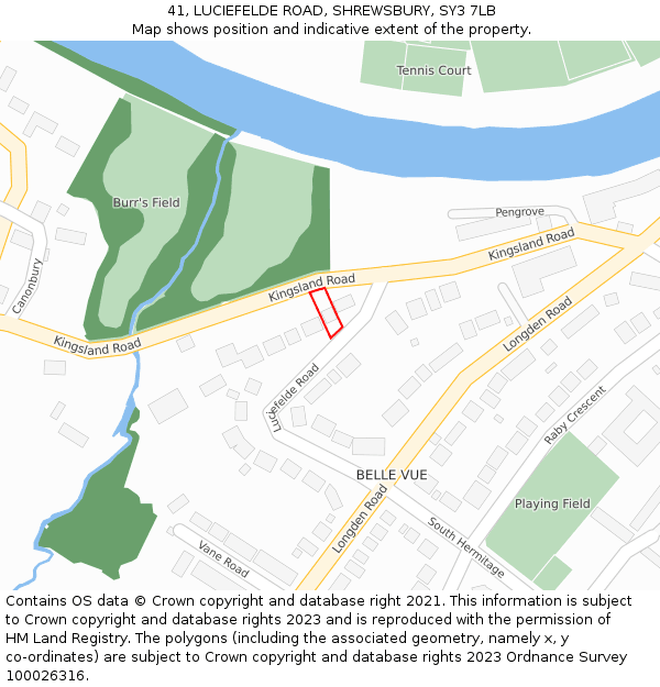 41, LUCIEFELDE ROAD, SHREWSBURY, SY3 7LB: Location map and indicative extent of plot