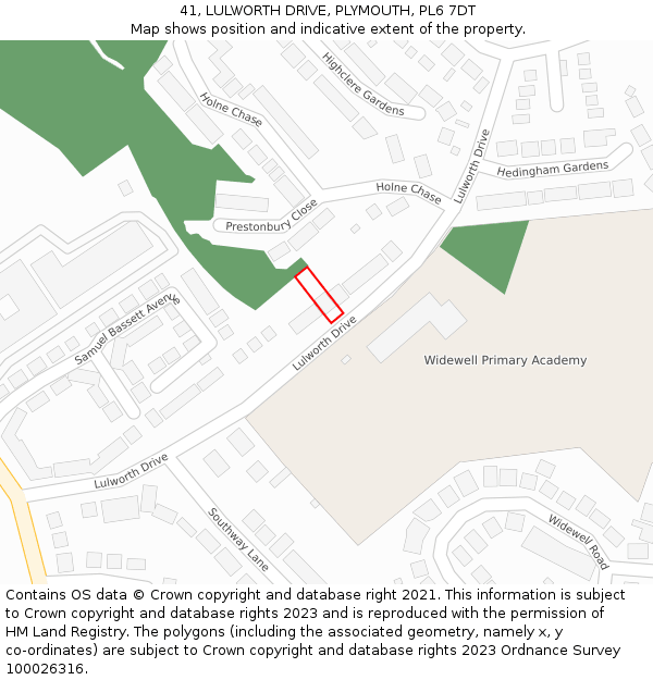 41, LULWORTH DRIVE, PLYMOUTH, PL6 7DT: Location map and indicative extent of plot