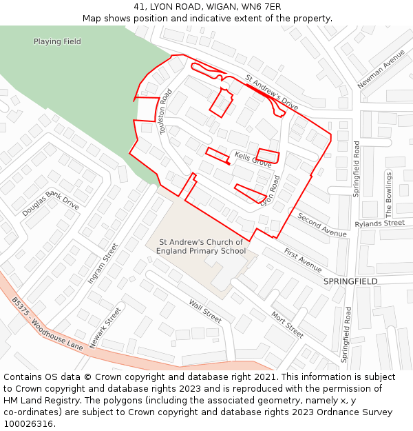 41, LYON ROAD, WIGAN, WN6 7ER: Location map and indicative extent of plot