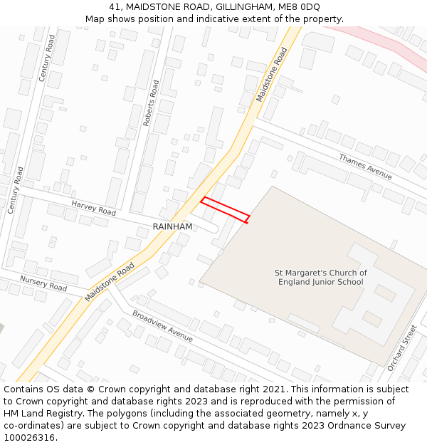 41, MAIDSTONE ROAD, GILLINGHAM, ME8 0DQ: Location map and indicative extent of plot