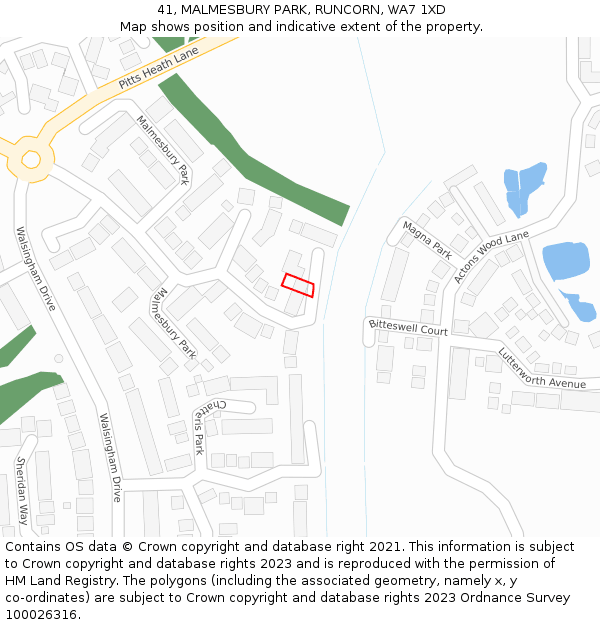 41, MALMESBURY PARK, RUNCORN, WA7 1XD: Location map and indicative extent of plot