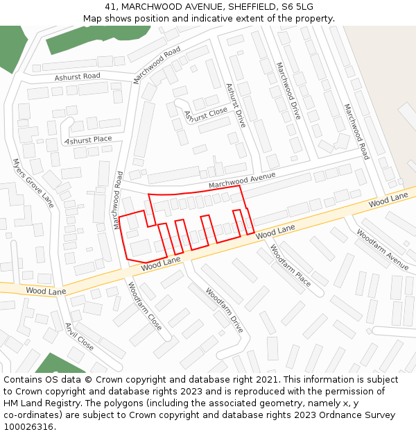 41, MARCHWOOD AVENUE, SHEFFIELD, S6 5LG: Location map and indicative extent of plot