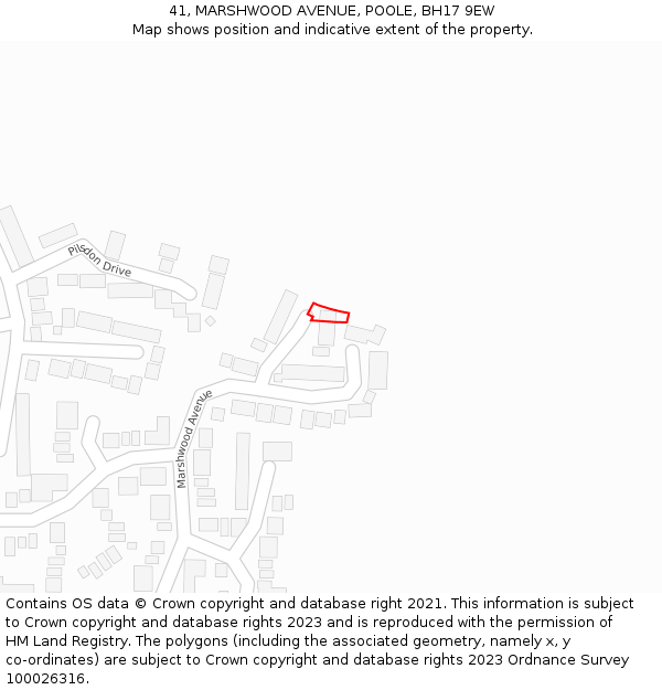 41, MARSHWOOD AVENUE, POOLE, BH17 9EW: Location map and indicative extent of plot